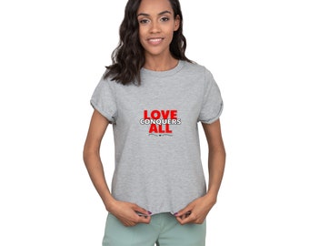 Love Conquers All - Inspirational Valentine's Day Short Sleeve Tee