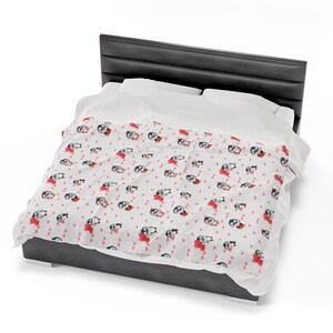 Valentine Penguin Velveteen Plush Blanket