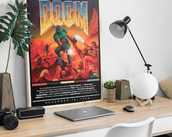 Doom 1993 Poster Print | Gaming Poster | 3 Colors 1 Price | Room Decor | Wall Decor | Gaming Decor | Gaming Gifts | Video Game Poster