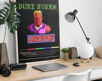 Duke Nukem 1991 Poster | Gaming Poster | 3 Colors 1 Price | Room Decor | Wall Decor | Gaming Decor | Gaming Gifts | Video Game Poster