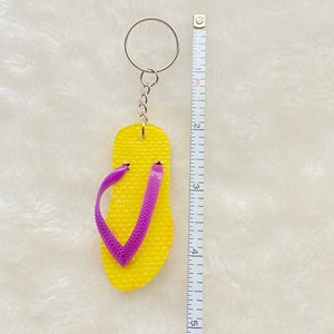 Yellow purple flip flop keychain wallet cute fun gift charm bag car silver ring phone Accessories barefoot