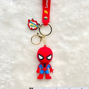 Spider-Man red key chain Avengers symbol charm gold chain cute bag purse small