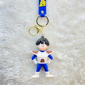Dragonball Z Prince Vegeta IV blue key chain black hair ponytail coin bag charm cartoon character good guy