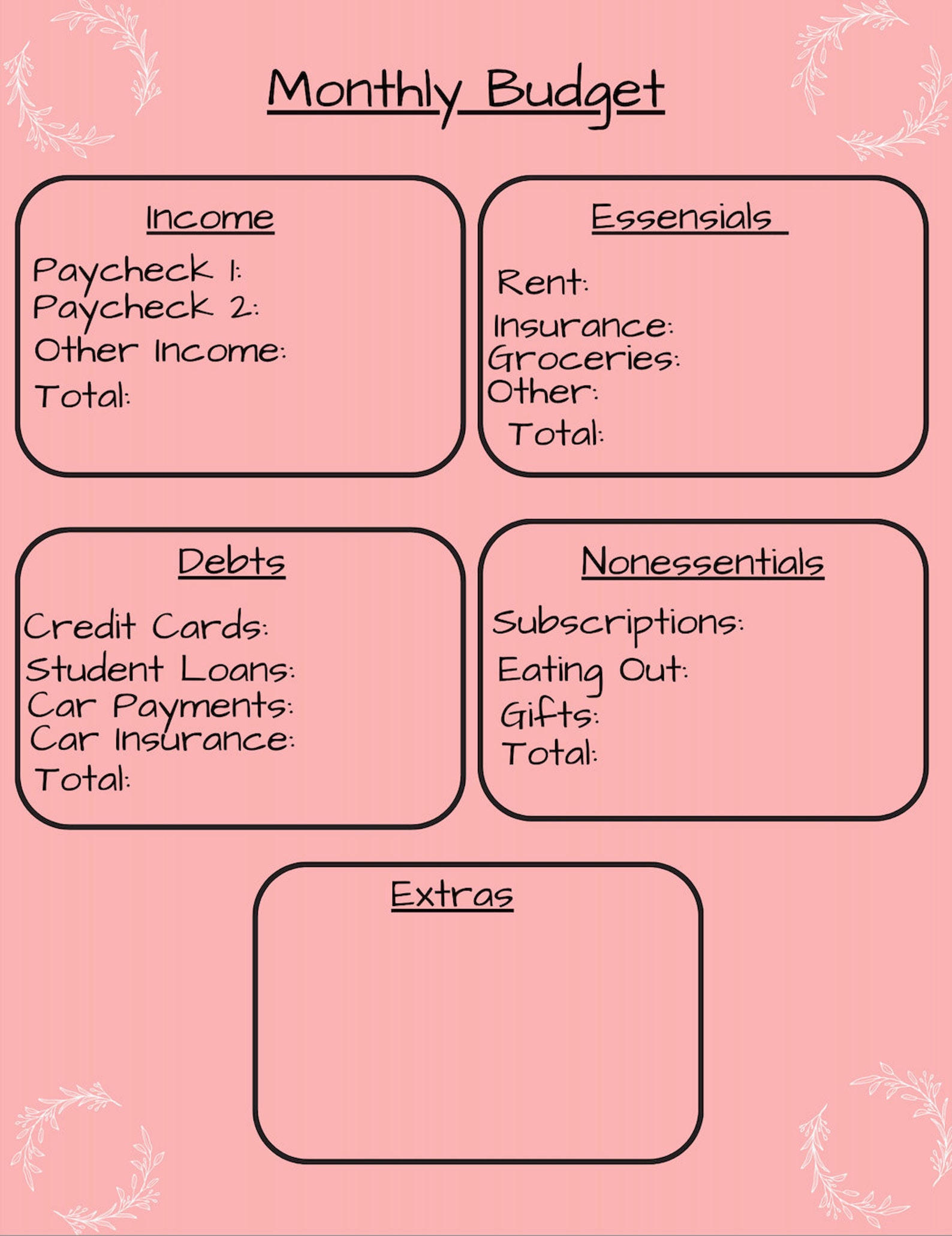 Simple Monthly Budget Personal Budget Digital Budget Printable simple-monthly-budget-personal-budget-digital-budget-printable