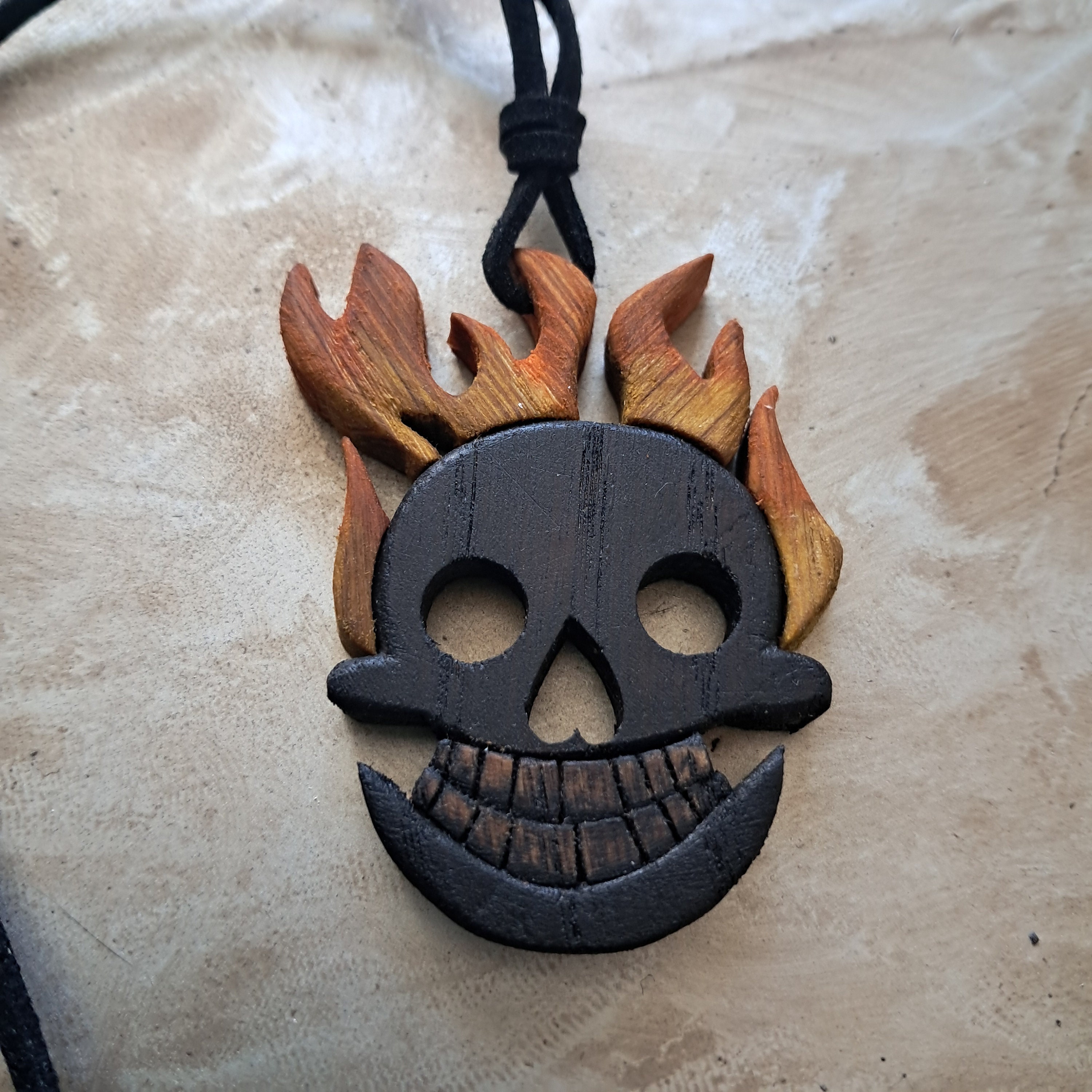 The Wooden, Handmade Ghost Rider, Skull Necklace - Etsy