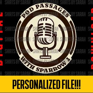 Men&#39;s Custom Podcast Logo SVG Personalized Retro Music Microphone Mic Retro PNG Audio Producer Digital Download Production EPS Print File