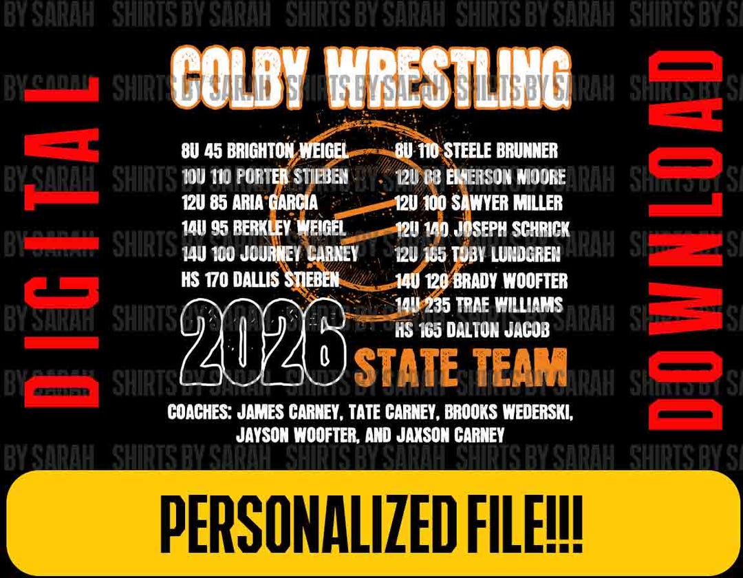 Custom State Wrestling Team Roster PNG Grunge Personalized Logo Shirt ...