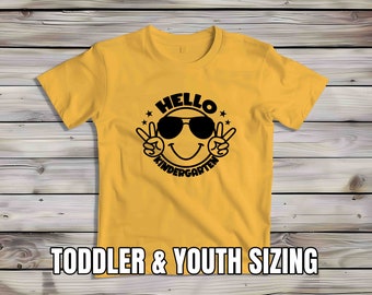 Kids Hello Kindergarten Grade Tshirt Cute Shirt For Children Youth Back To School Shirt Happy Face Smiley Peace K Boy's Girl's T-Shirt