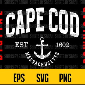 Cape Cod SVG Massachusettes ancre PNG nautique Téléchargement numérique de masse Logo design circulaire vacances coupe fichiers impression sublimation eps instantanée