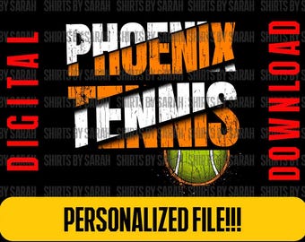 Custom High School Tennis Team PNG Grunge Personalized Player SVG (Digital Download)