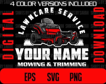 Lawncare Logo SVG Lawn Mower PNG Vintage Digital Download For Landscaper Landscaping Mowing Company Cut Files For Vinyl Service EPS Instant