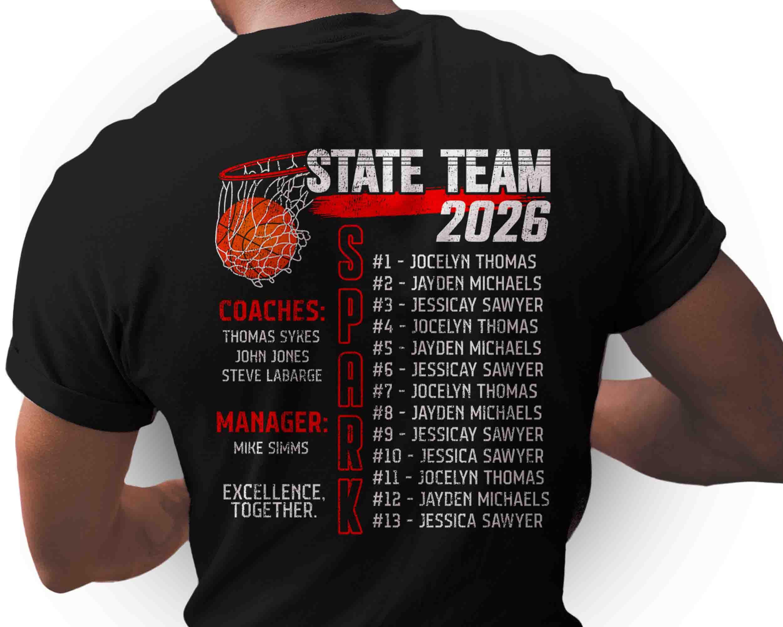 Custom Basketball Team Roster PNG Grunge Personalized Logo Shirt DTF ...