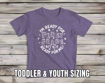 Kids Ready For First Grade Tshirt Cute Shirt For Children Youth Back To School Shirt Typography 1st Grade Boy's Girl's Unisex T-Shirt