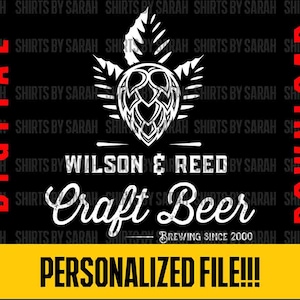 Personalized Craft Beer Logo PNG Custom Brewing SVG Brewery Logo Elegant Design Digital Download Cut File Shirt Design Clipart Shirt Gifts