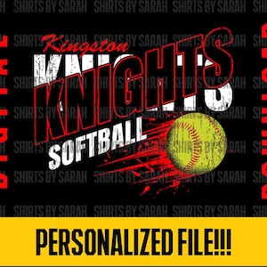 Custom High School Softball PNG Grunge Personalized Ball Team Player SVG (Digital Download)