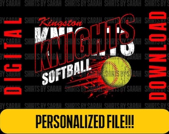 Custom High School Softball PNG Grunge Personalized Ball Team Player SVG (Digital Download)
