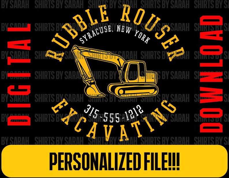 Personalized Construction Logo SVG Custom Backhoe PNG Vintage Digital ...