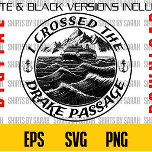 Drake Passage SVG Antarktis PNG Vintage Digital Download Kreuzfahrt Pazifik Atlantiküberquerung Für Druck Sublimation Sofort Schiff Segel