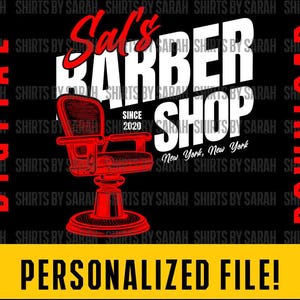 Custom Barbershop Logo SVG Barber PNG Vintage Digital Download Hair Stylist Chair Barber Design Company Name Cut Files For Vinyl EPS Instant