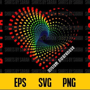 Autisme bewustzijn SVG digitale download uiteenlopende oneindigheid hart regenboog ontwerp clipart PNG eps liefde acceptatie shirt design bestand sublimatie