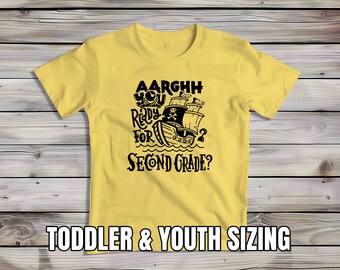 Kids Pirate 2nd Grade Tshirt Aargh You Ready Shirt For Children Youth Back To School Shirt Big Ship Second 2 Boy's Girl's T-Shirt