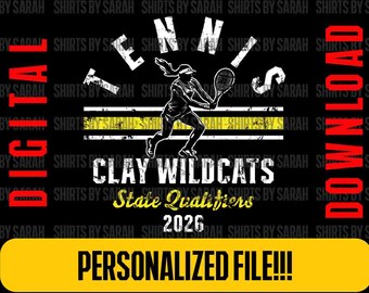 Custom High School Tennis PNG Grunge Personalized State Champions Champs Team SVG (Digital Download)