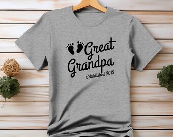 Men's, Great Grandpa Shirt, Gift For Him, Father's Day, Shirt For Great Grandpa, Custom, Baby Announcement, Personalized, Custom Year,