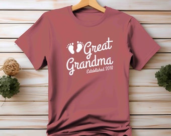Great Grandma Shirt, Gift For Her, Mother's Day, Shirt For Great Grandma, Custom, Baby Announcement, Personalized, Custom Year,