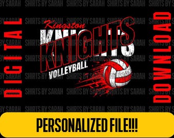 Custom High School Volleyball Team PNG Grunge Personalized Volley Club SVG (Digital Download)
