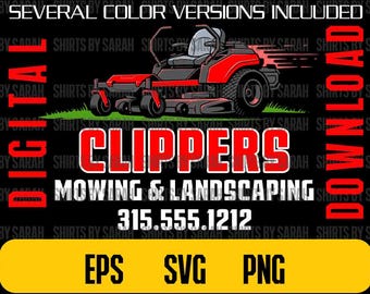 Lawncare Logo SVG Lawn Mower PNG Vintage Digital Download For Landscaper Landscaping Mowing Company Cut Files For Vinyl Service EPS Instant