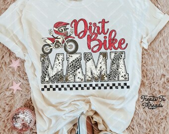 Retro Dirt Bike Mama Vintage Graphic T-Shirt, Moto Mom, Retro Character Dirt Bike, Motocross Shirt