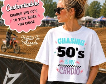 Moto Mom Comfort Colors Boxy Tee | Chasing CC's Is My Cardio Shirt | Custom Dirt Bike CC Size | Personalized Motocross Mom Gift