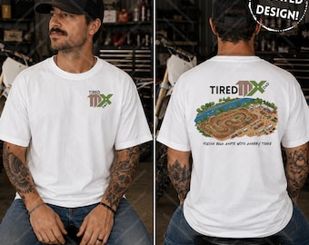 Tired MX Dad Tee, Play Bikes on Dads Back Mat Shirt, Motocross Dad Track Shirt, Motocross Dad Unisex Softstyle T-Shirt, Father's Day Gift