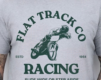 Circle Track, Flat Track, Motocross Racing, Slide Wide Shirt Unisex Adult Dirt Bike Tee, Vintage Design