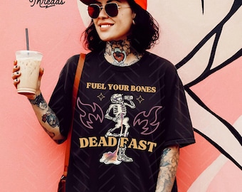 Dead Fast Racing Tee, Fuel Your Bones Skeleton Shirt, Moto Energy Vibes Dirt Bike Unisex Comfort Colors Tee