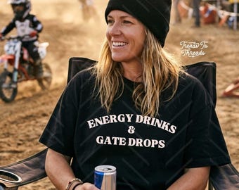 Energy Drinks and Gate Drops, Motocross Shirt, Dirt Bike Race Track Unisex Comfort Colors Tee