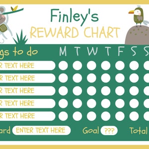 Printable Reward Chart Editable Jungle Toddler Girl Boy - Etsy