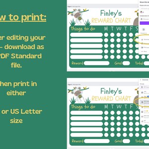 Printable Reward Chart Editable Jungle Toddler Girl Boy - Etsy