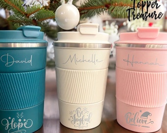 Bicchiere da caffè personalizzabile, bicchiere di Natale, regalo di Natale, tazza di Natale personalizzata, tazza di Natale incisa, regalo di Natale, regalo di famiglia