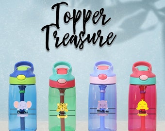 Personalisiertes Tierdesign mit Namen, 16 Unzen Kinderwasserflasche, auslaufsichere Strohflasche, Schulanfanggeschenk, langlebiges Kindertrinkgeschirr