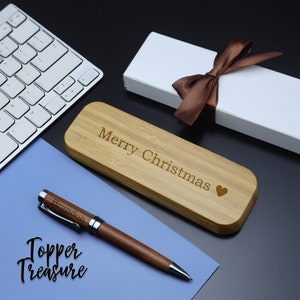 Stylo en bois personnalisé, étui à stylo gravé avec nom ou message, étui en bois personnalisé, cadeau de Noël pour homme, cadeau fête des pères, cadeau garçon d'honneur image 2