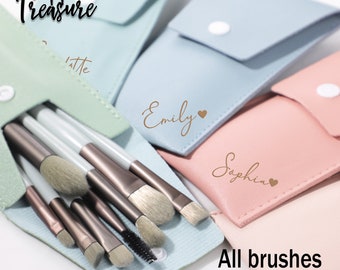 Gepersonaliseerde gegraveerde make-up kwastenset, borstels tas, bruidsmeisje voorstel, bruiloft bruids douche gunst, vrijgezellencadeau, reismake-up tas