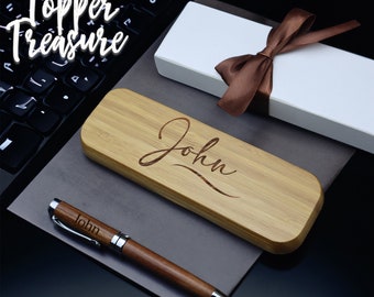 Personalised Wooden Pen, Engraved Pen Case with Name, Christmas Gift for Man, Father Day Gift, Groomsman Gift, Gift For Him, Gift For Dad