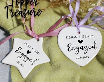 Benutzerdefinierte Hochzeit Verlobung Ornament, personalisierte Verlobung Ornament, Verlobungsgeschenk, Geschenke für Paare, Verlobung Weihnachtsgeschenk 2023