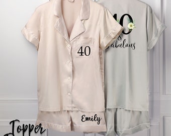 Pyjamas d'anniversaire fabuleux personnalisés, pyjamas d'âge et fabuleux, vêtements de nuit d'anniversaire pour femmes, ensemble pyjama d'anniversaire personnalisé, pyjamas d'anniversaire pour elle