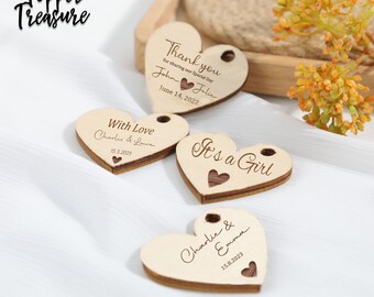Personalized wooden tag, Wedding favor, Heart tags, Thank you tags, Custom thank you gift tags, Wedding Gift, Custom Name Tags