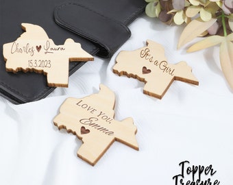 Personalisierte Tag, Paar-Geschenk, Set von 10 Stück, gravierte Holzkarten-Tags, benutzerdefinierte US-Karte, USA-Zustandskarte, Brautjungferngeschenk, Hochzeitsaroma