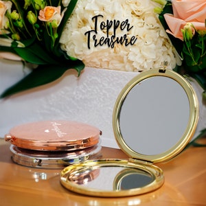 Taschenspiegel mit Gravur, personalisierter Kosmetikspiegel, Spiegel im Taschenformat, Hochzeitsgeschenke, Handspiegel für die Reise, Schminkspiegel Bild 3