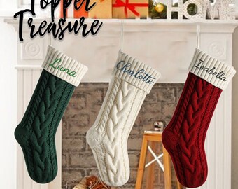 Calza natalizia personalizzata con monogramma, calza con ricamo del nome, calze lavorate a maglia personalizzate, kit natalizio, festività natalizie