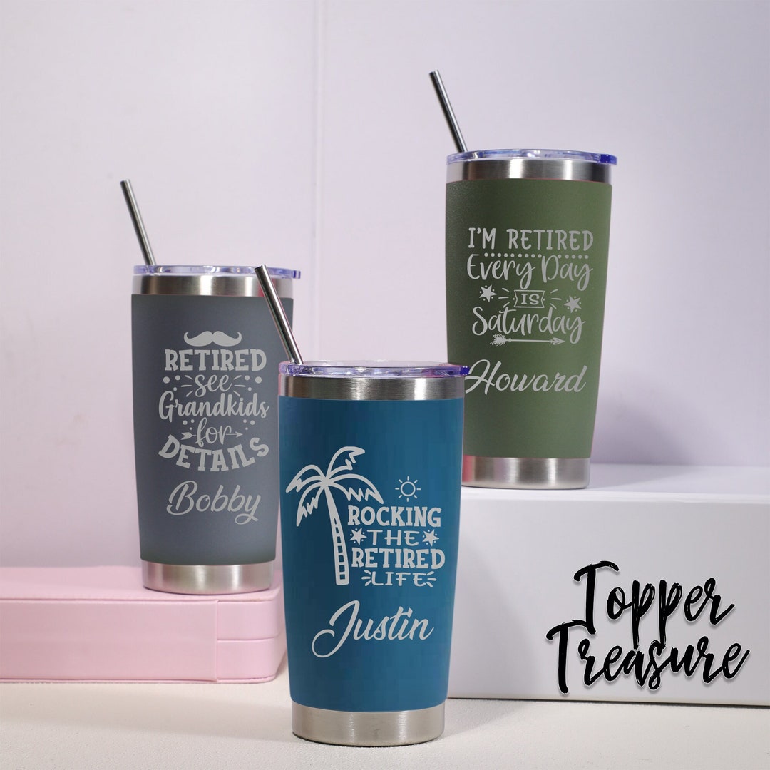 Custom Engraved Happy Retirement Tumbler, Personalized Retirement